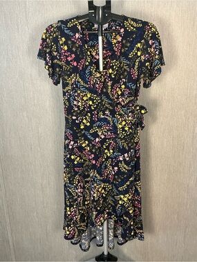 Motherhood Maternity Nursing Dress Floral Wrap Midi Dress Size Medium